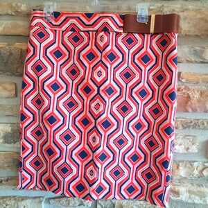 Micheal Kors Pensil Skirt Geometric Pink Orange Belted Lined Sz 10